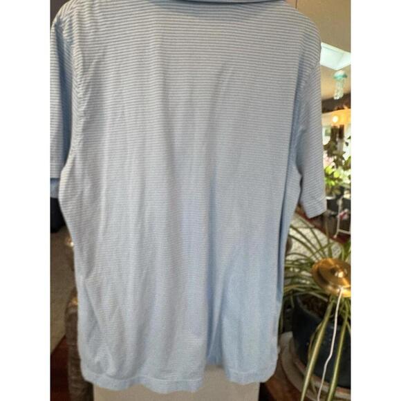Vineyard Vines Men’s Polo Blue Striped Size L Whale Logo Pima Cotton - Picture 4 of 5